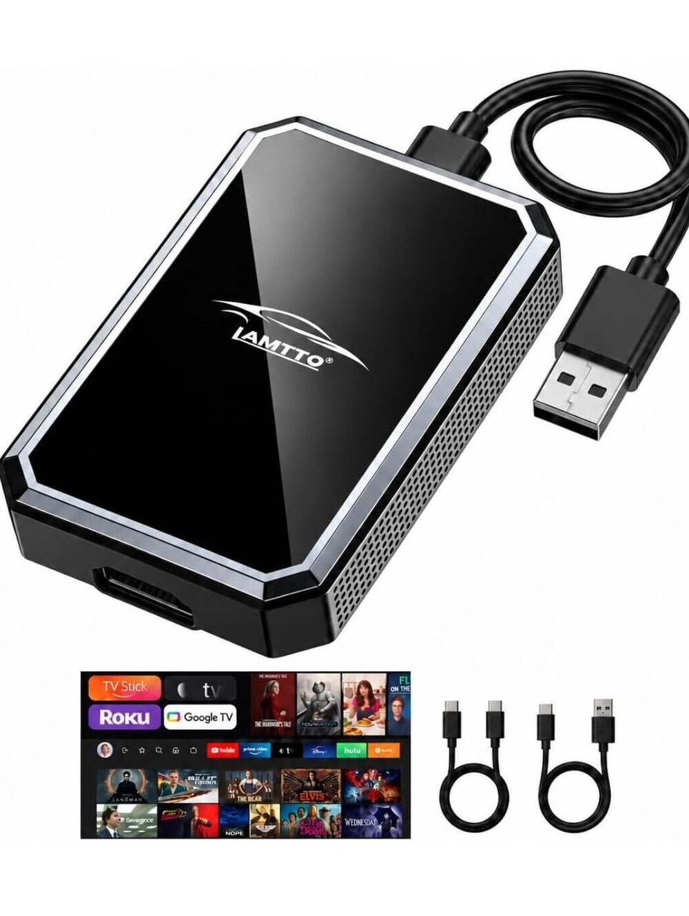 LAMTTO 2-in-1 Wireless CarPlay Adapter with HDMI Input for Wired CarPlay Cars